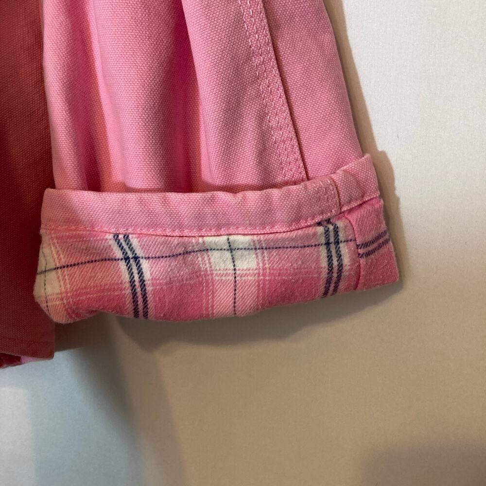 Carhartt Toddler Girls Pink Lemonade Plaid Flannel Lined Canvas Bib Overalls - Picture 12 of 12